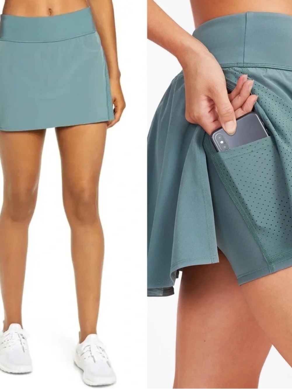 Spanx Get Moving Skort Green Athletic Tennis Golf Skort Sz Medium Pickleball UPF